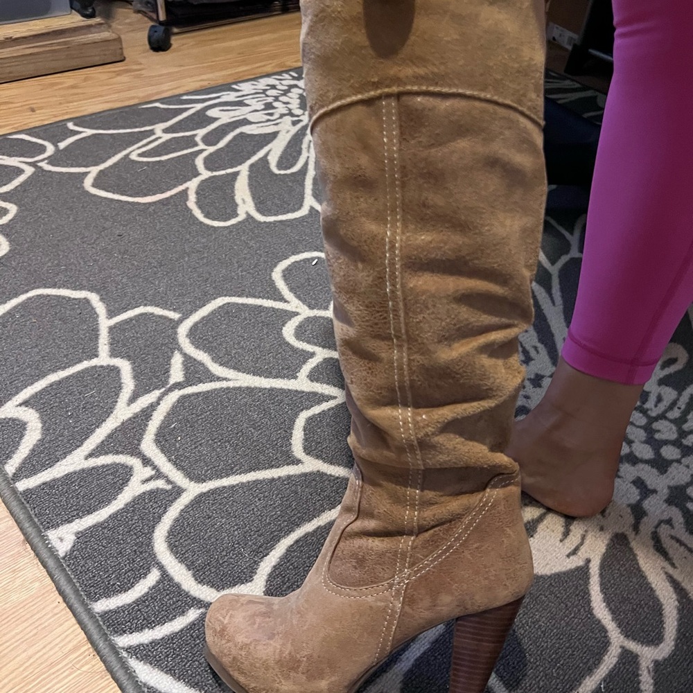 Suede Tan Knee-High Boots